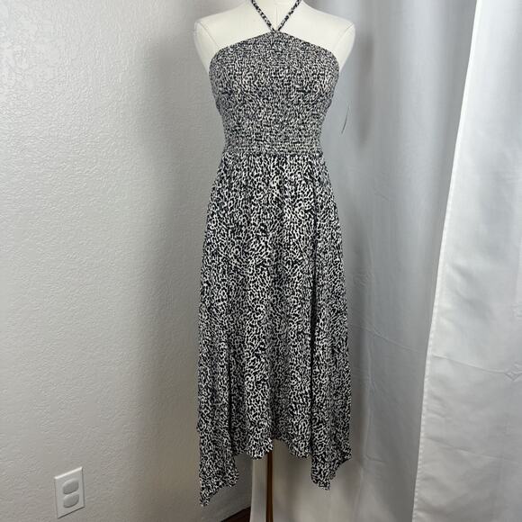 Old Navy Midi Halter Dress Womens Small Abstract Print Boho Resort Vacation Chic - Picture 1 of 11